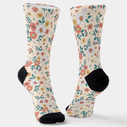 Gartenmuster für Korallenblumen Socken (Gewinkelt)