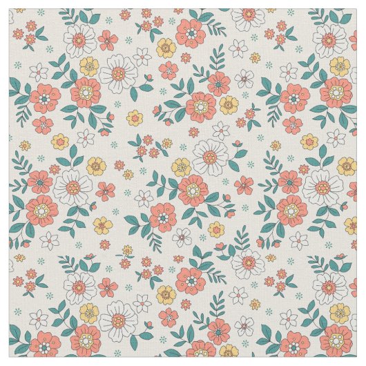 Gartenmuster für Korallenblumen Stoff (Nahaufnahme)