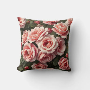 Gartenmuster mit launischen rosa Rosen Kissen