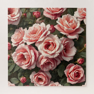 Gartenmuster mit launischen rosa Rosen Puzzle