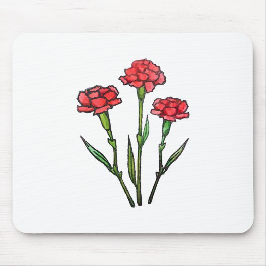 Gartennelken-Aquarellmalerei Mousepad (Vorne)