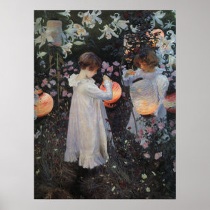 Gartennelken-Lilien-Rose Sargent Druck Poster