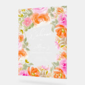 Gartenorange Wildblumen willkommen Abschluss Acrylschild (Winkel)