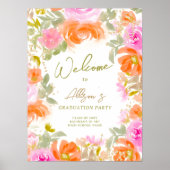 Gartenorange Wildblumen willkommen Abschluss Poster (Vorne)