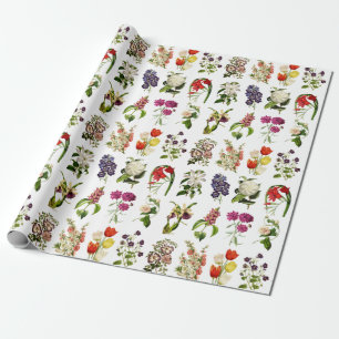 Gartenparadies Vintage Blume Botanische Schrift Geschenkpapier