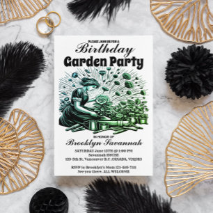 Gartenparty Blüten Gärtner Party Einladung Postkarte