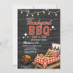 Gartenparty-Geburtstagsfeier mit BBQ-Grill & Chill Einladung