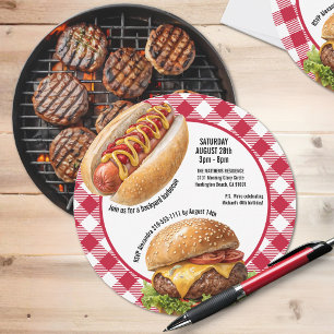 Gartenparty Grill Burger und Hot Dog Einladung