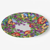 GartenParty Hübsche Stiefmütterchen Pappteller (Schrägansicht)