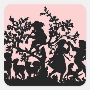 Gartenparty in Rosa und Schwarz Quadratischer Aufkleber