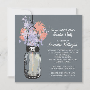 Gartenparty-Mason-Glas & Wildblumen Einladung