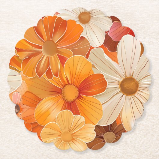 Gartenparty Retro 1970er Stil Untersetzer (Vorderseite)