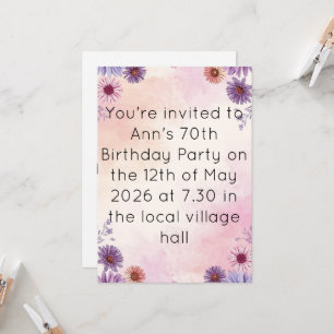 Gartenparty zum 70. Geburtstag: Florale Teeparty-E Karte