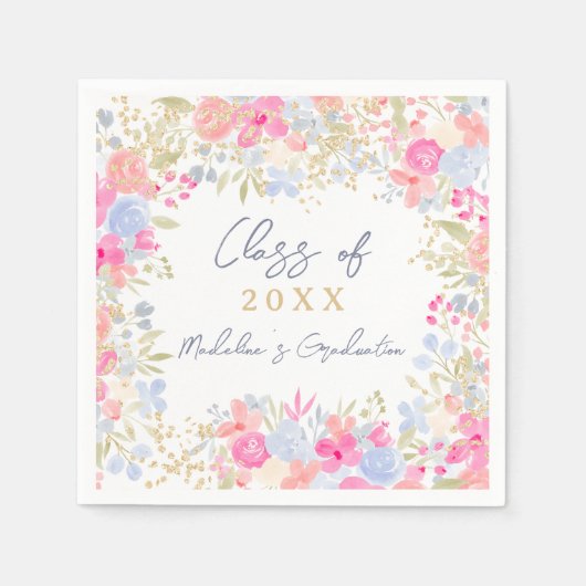 Gartenpastellfarben Wildblumen Abschluss Serviette (Vorderseite)