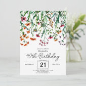 Gartenpastells Wildblumen 40. Geburtstag Einladung (Stehend Vorderseite)