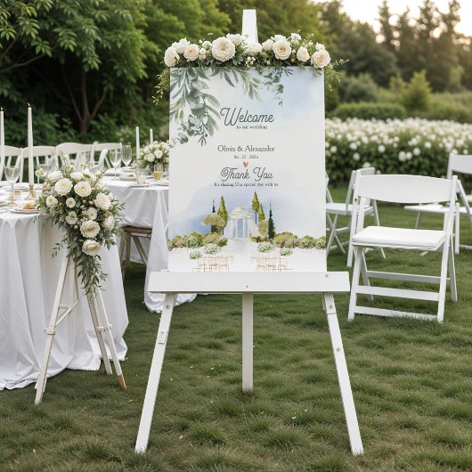 Gartenpavillon Hochzeit Willkommensschild Anwesen Poster