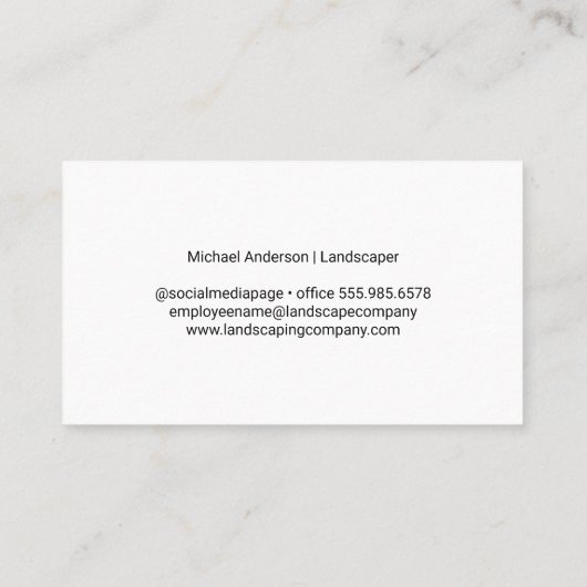 Gartenpflanzende Blume | Landschaftslogo Visitenkarte (Rückseite)