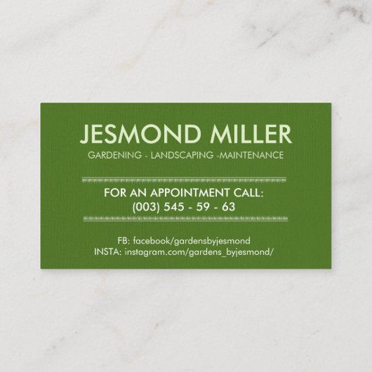 Gartenpflege Visitenkarte (Rückseite)
