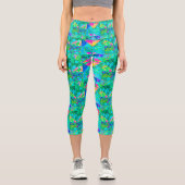 Gartenquiltmalerei mit Hydrangea und Blues Capri Leggings (Vorderseite)