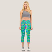 Gartenquiltmalerei mit Hydrangea und Blues Capri Leggings (Vorderseite)