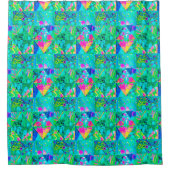 Gartenquiltmalerei mit Hydrangea und Blues Duschvorhang (Vorderseite)