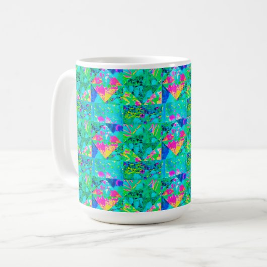 Gartenquiltmalerei mit Hydrangea und Blues Kaffeetasse (Vorderseite Links)