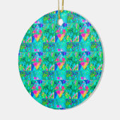Gartenquiltmalerei mit Hydrangea und Blues Keramik Ornament (Links)