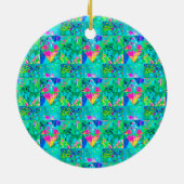 Gartenquiltmalerei mit Hydrangea und Blues Keramik Ornament (Hinten)