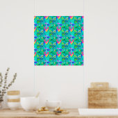 Gartenquiltmalerei mit Hydrangea und Blues Poster (Küche)