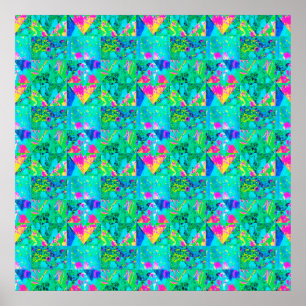 Gartenquiltmalerei mit Hydrangea und Blues Poster
