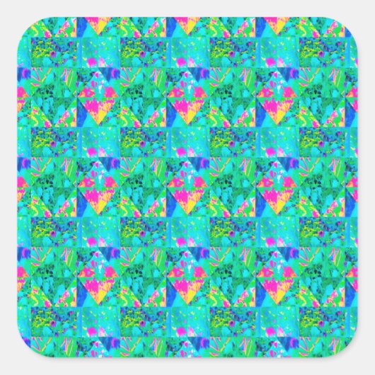 Gartenquiltmalerei mit Hydrangea und Blues Quadratischer Aufkleber (Vorderseite)