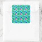 Gartenquiltmalerei mit Hydrangea und Blues Quadratischer Aufkleber (Tasche)