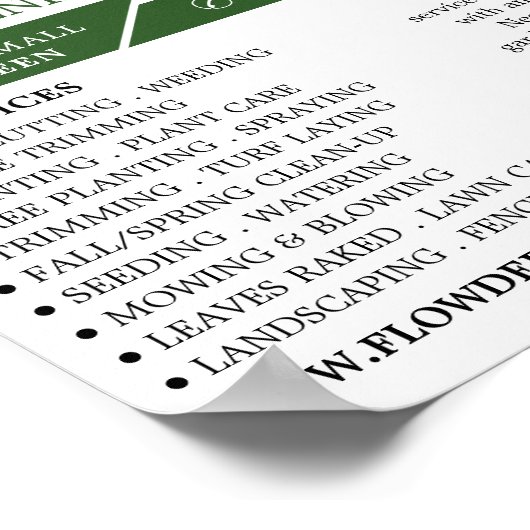 GartenRasenmäher, Gartenservice, Gartenbauer Poster (Ecke)