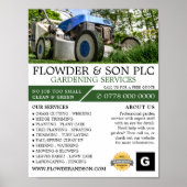 GartenRasenmäher, Gartenservice, Gartenbauer Poster (Vorne)