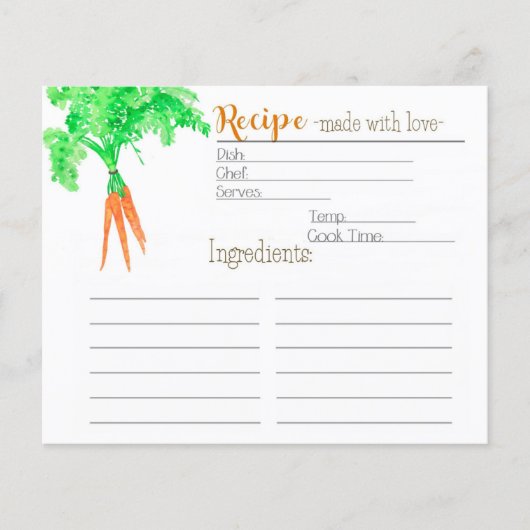 Gartenrezeperkarte (Vorderseite)