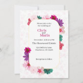 Gartenromantik: Hochzeit mit hellrosa Blumen Einladung (Vorderseite)