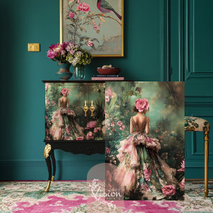 Gartenromanze Bouffant Elegante Damenporträt  Seidenpapier