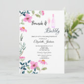 Gartenrosa Blume Brunch & Bubbly Einladung (Stehend Vorderseite)