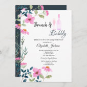 Gartenrosa Blume Brunch & Bubbly Einladung (Vorne/Hinten)