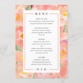 Gartenrosa Blume. Luxuriöse, schicke Hochzeit Menükarte