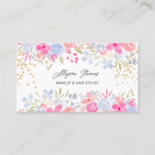 Gartenrosa Blumengoldschminke Logo für Haare Visitenkarte (Vorderseite)