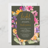 Gartenrosa Blumenschrift Aquarellschrift Brautpart Einladung (Vorderseite)