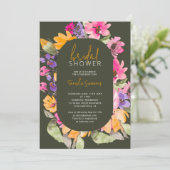 Gartenrosa Blumenschrift Aquarellschrift Brautpart Einladung (Stehend Vorderseite)