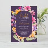 Gartenrosa Blumenschrift Aquarellschrift Brautpart Einladung (Stehend Vorderseite)