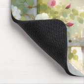 Gartenrose Vogel Aquarell Szene Mousepad (Ecke)