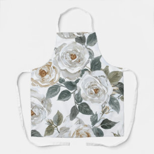 Gartenrosen Weiße Wasserfarbe Floral Vintage Schürze