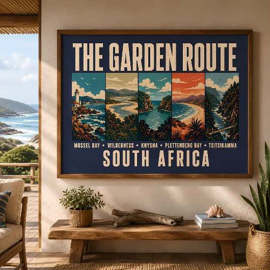 Gartenroute Südafrika Illustration Vintage Poster