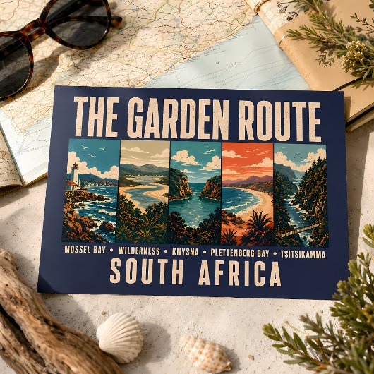 Gartenroute Südafrika Illustration Vintage Postkarte