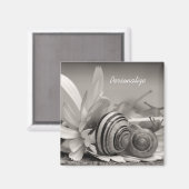 Gartenschnecken auf der Blume von Daisy mit Namen Magnet (Vorderseite/Rückseite)