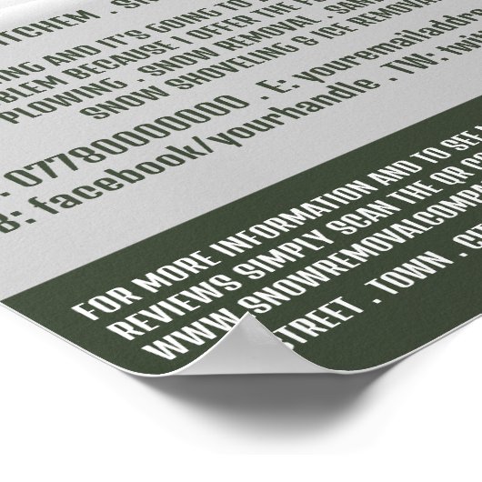 Gartenschnee, Schneebeseitigungsfirma Werbung Poster (Ecke)